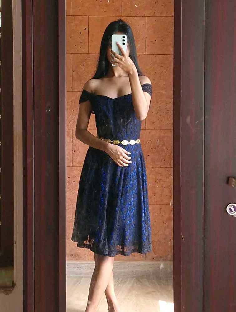 Y2k Gothic Lace Blue Dress Midi Pinterest Coquette