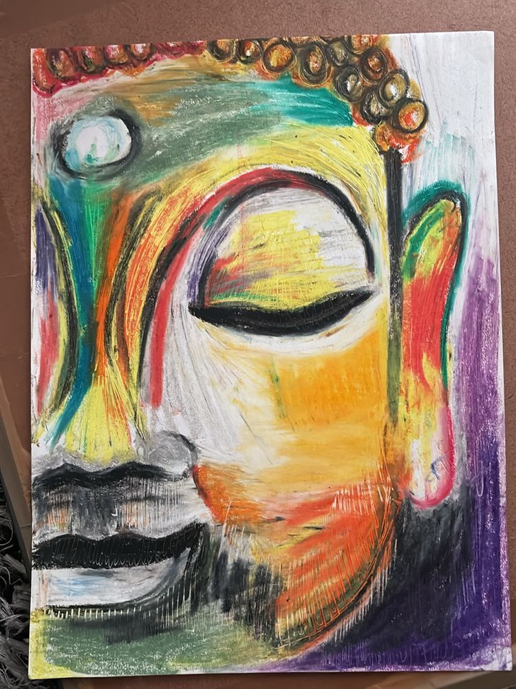 Hand Painted Buddha Using oil Pastels