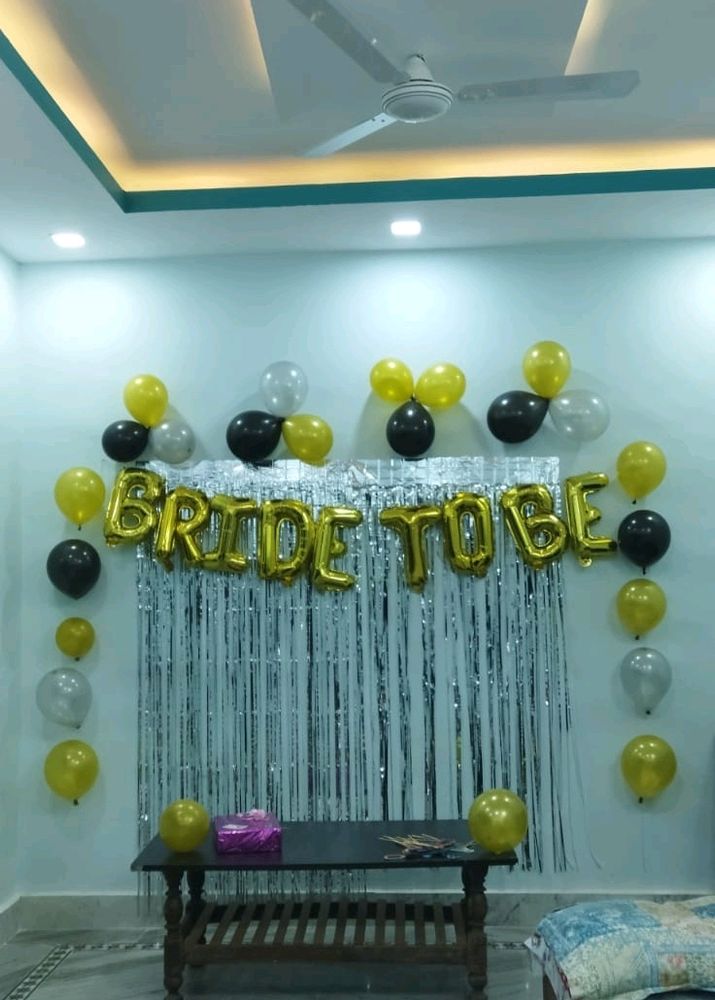 Bride To Be foil Balloon And Silver Curtain And 15 Metallic Balloon