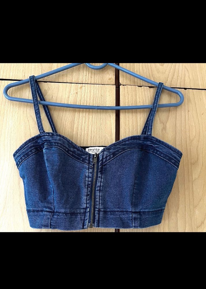 BERSHKA DENIM BRALETTE TOP