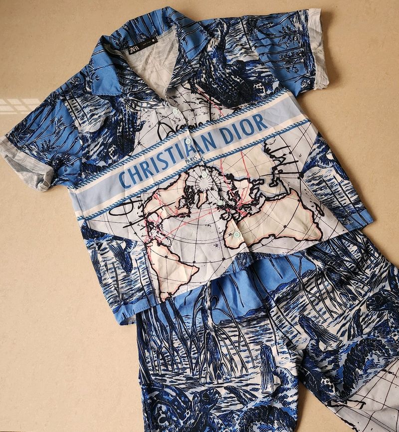 Blue Printed CD Co ord Set [w/pockets]