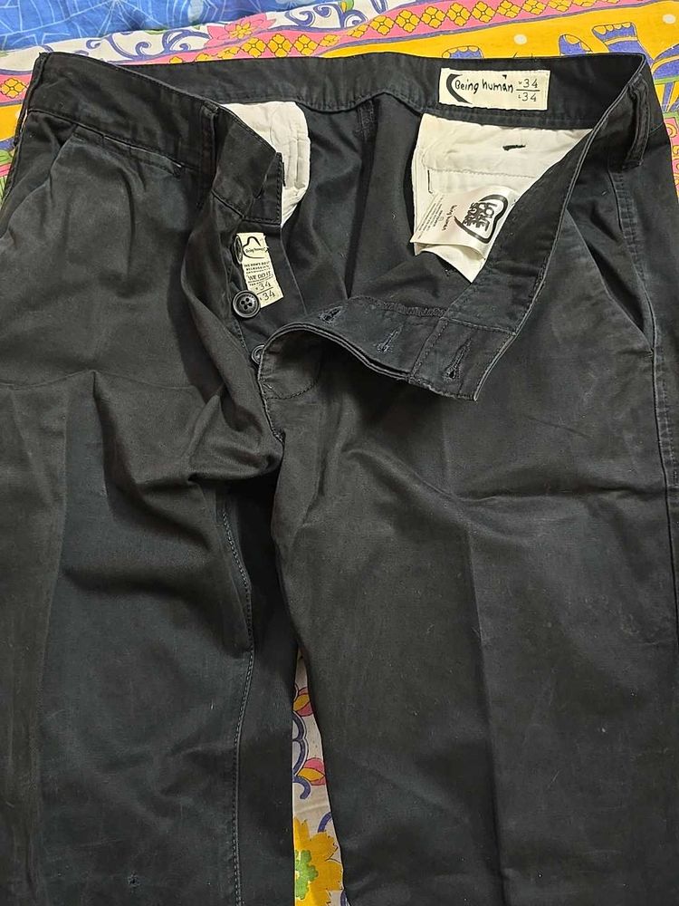 Being Human 34inch Black Cotton Trouser