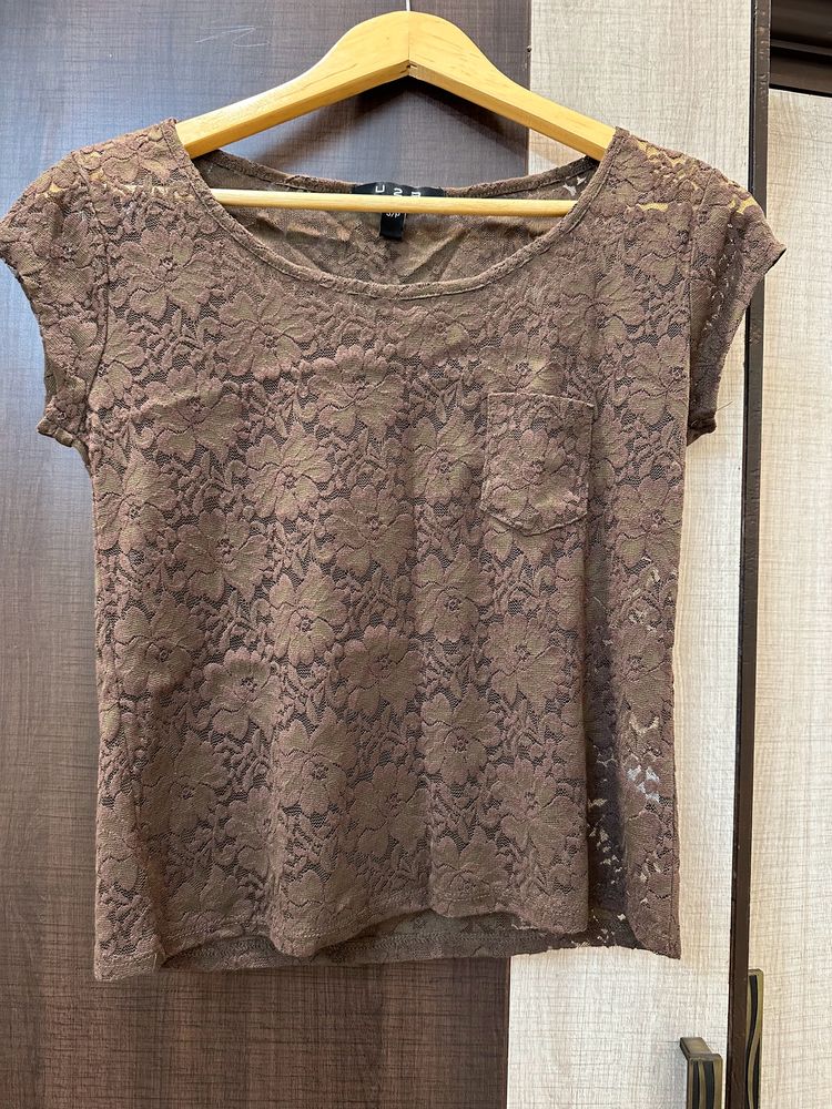 Flower Netted Top For Women