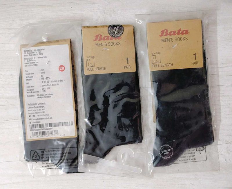 The Bata New Socks Combo-3 Formal Wear(Black).