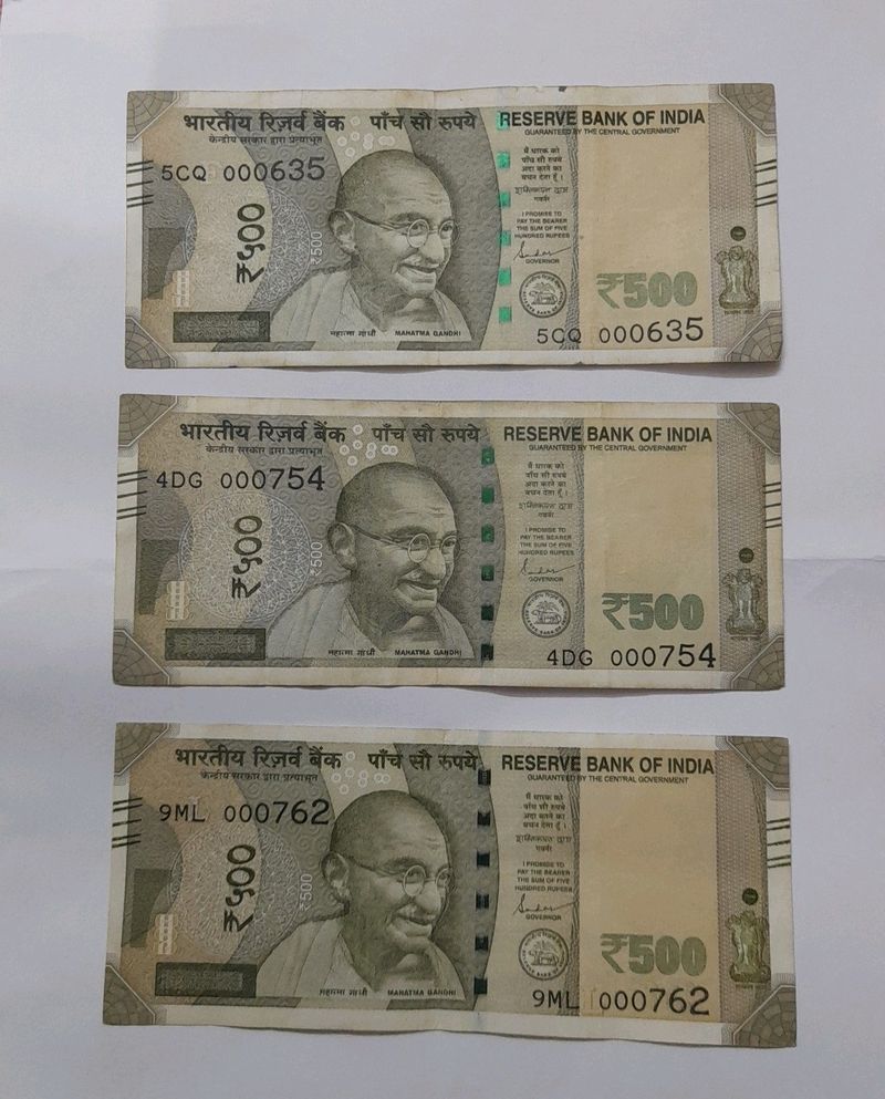 Fancy Number Five Hundred Rs Note Pack Of 3