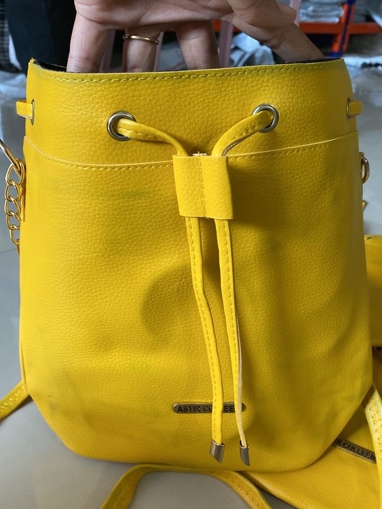 Yellow Drum Shape Sling Bag