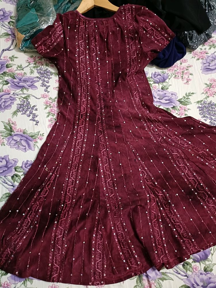 Wine Colour Dress For Teenagers