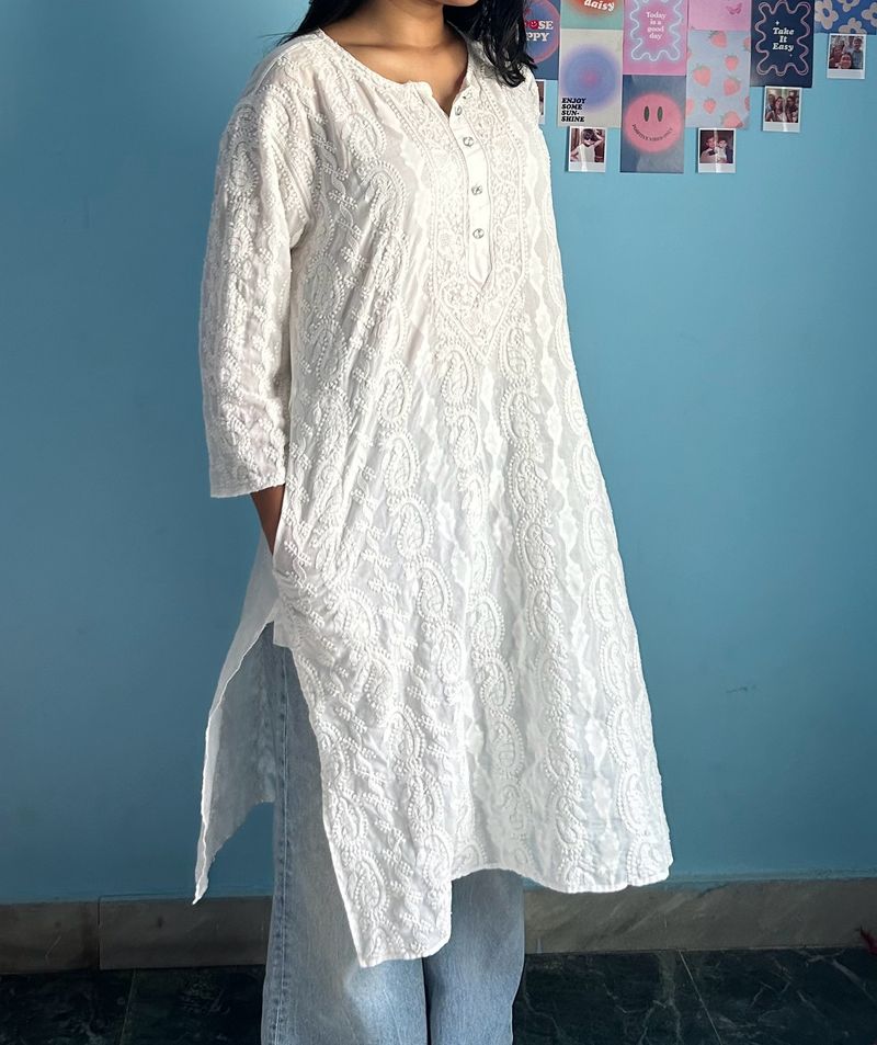 White Chikankari Kurta