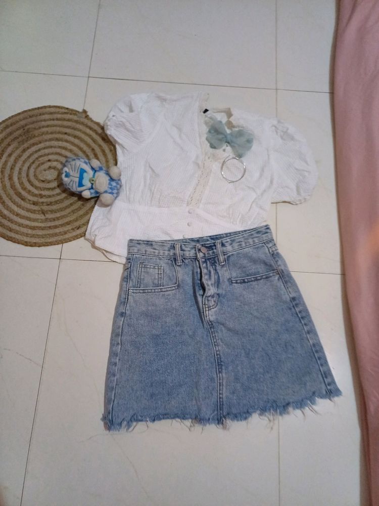 Denim Short Skirt