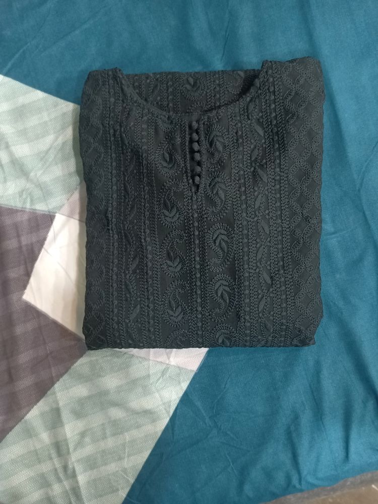 Black Lakhnawi Chikankari Kurti