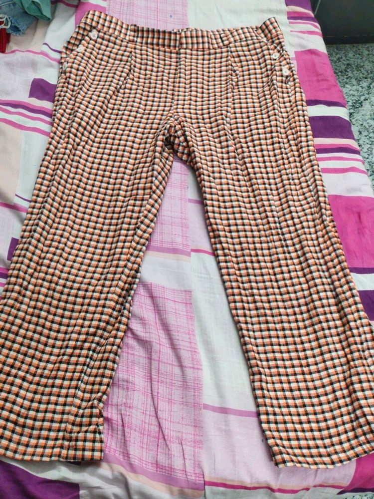 Korean Style Checked Pants