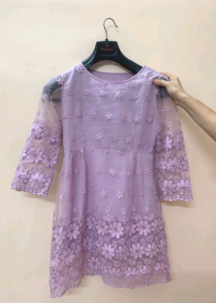 PURPLE ORGANZA KURTA