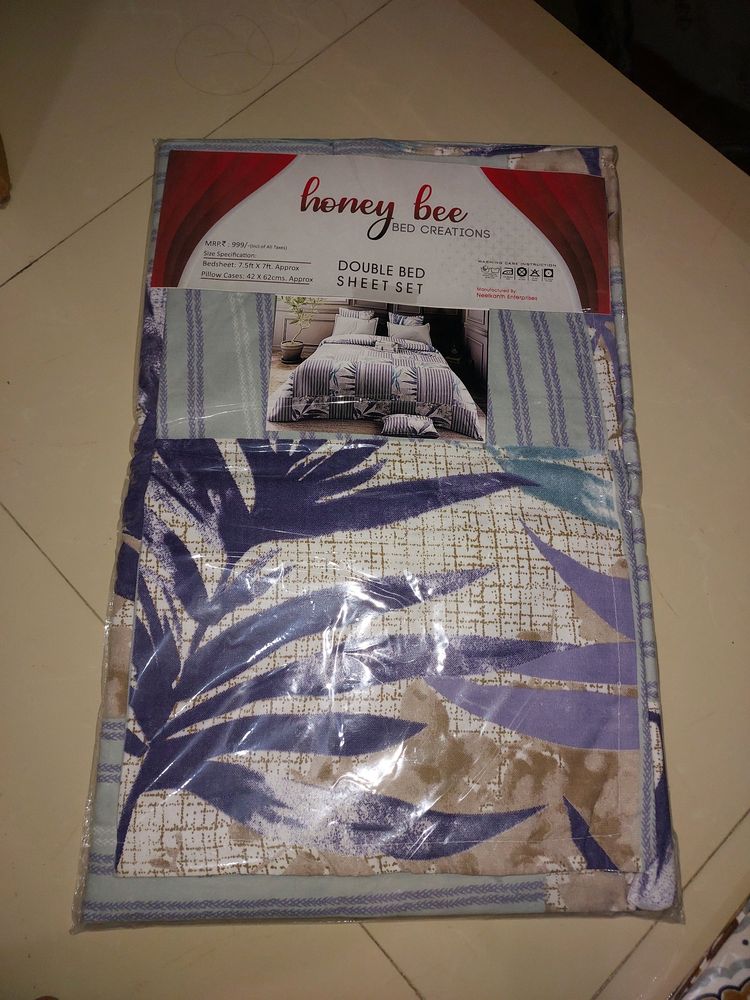 Double Bedsheet With 2 Pillow Cover