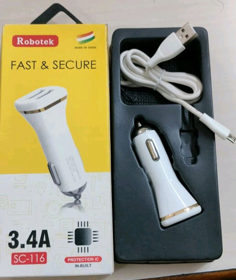 New Car Travel Charger With Data Cable