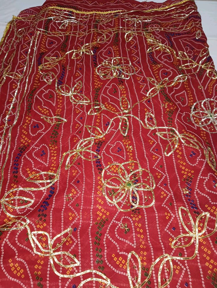 Hand Work Red Saree Karvachauth Special