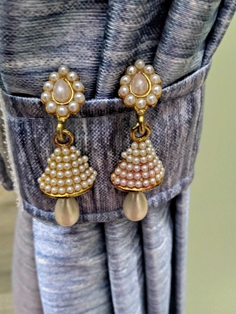 Very Elegant Jhumkas with White Pearl 🌼