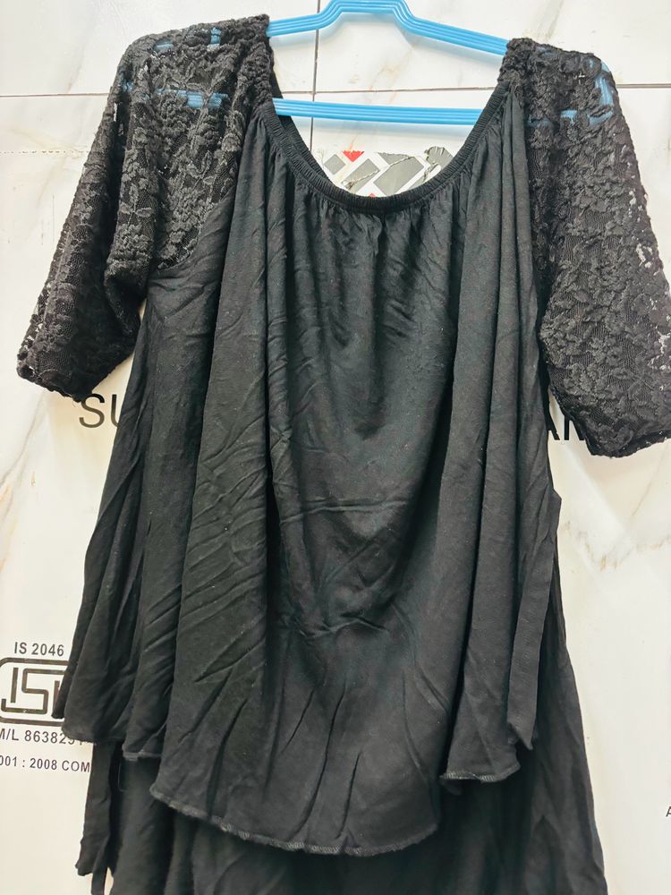 Black Top With Net Sleeves