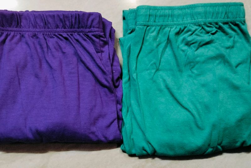 2 Purple Nd Green Leggings