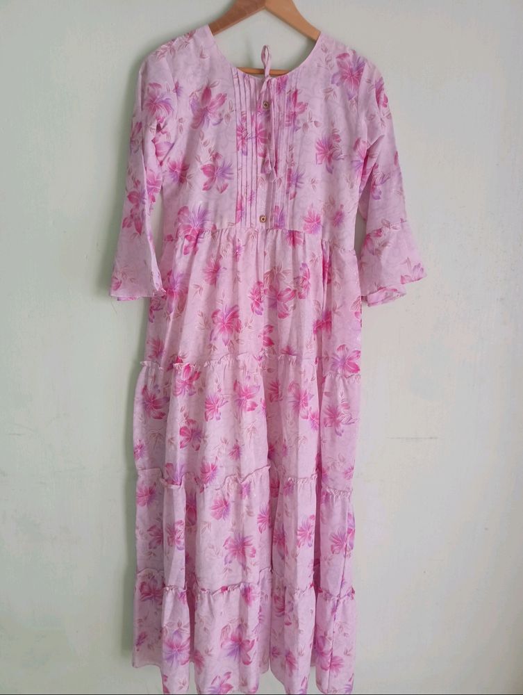 Pink Floral Design Maxi