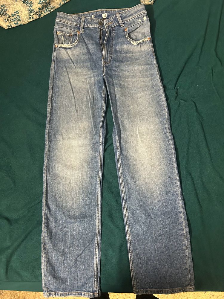 Light Blue Straight Fitted Jeans