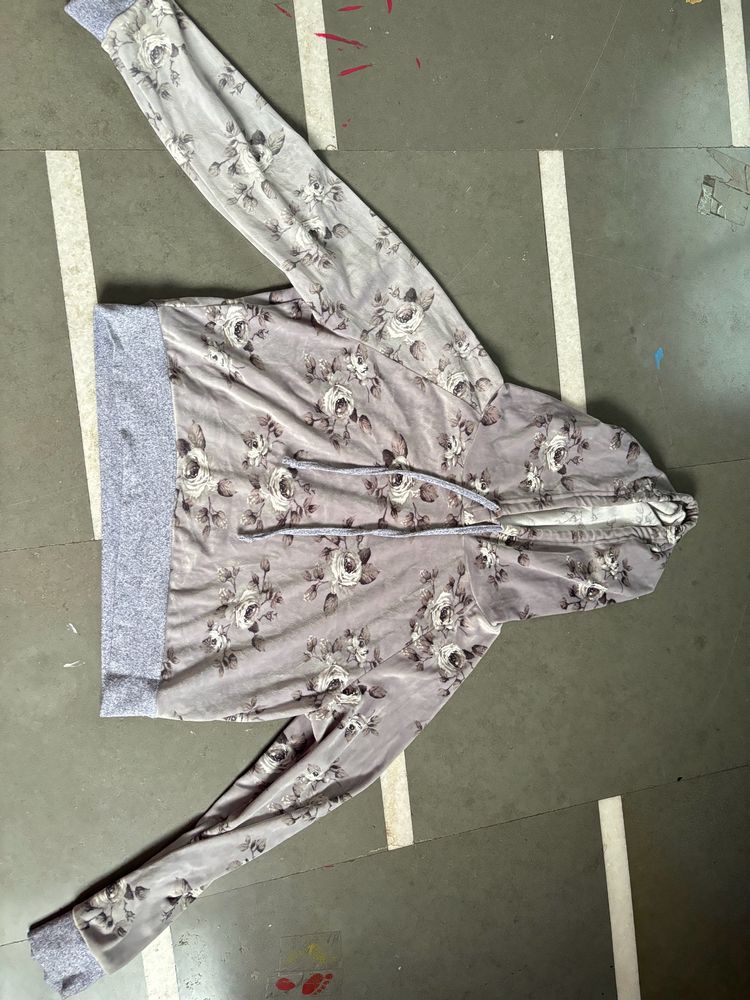 Grey Floral Hoodie