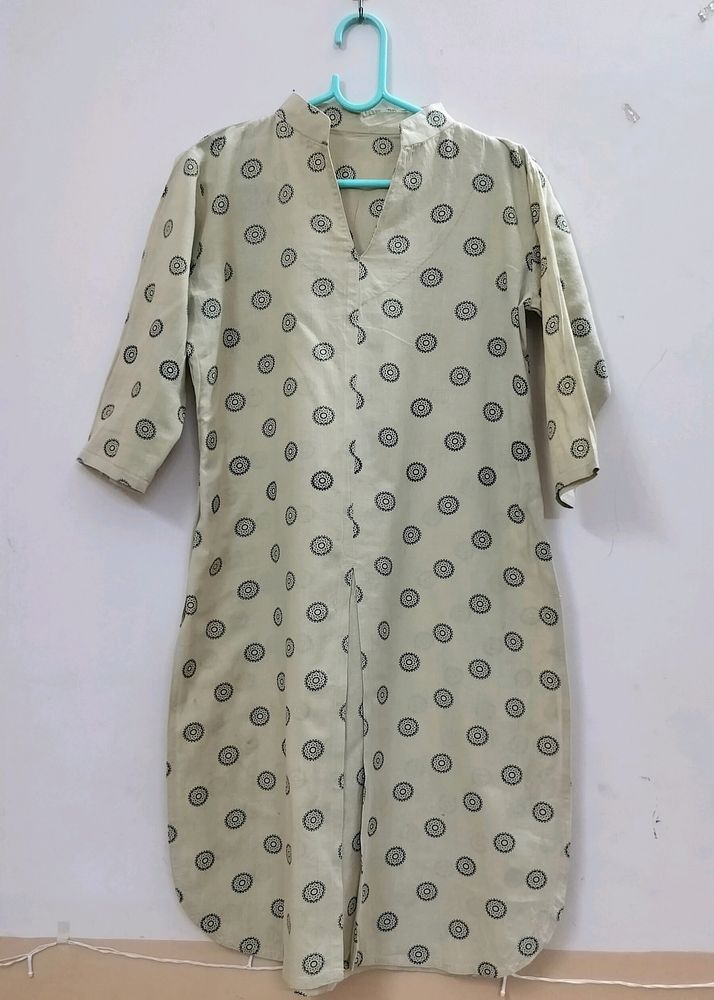 Front Slit Beige Kurta