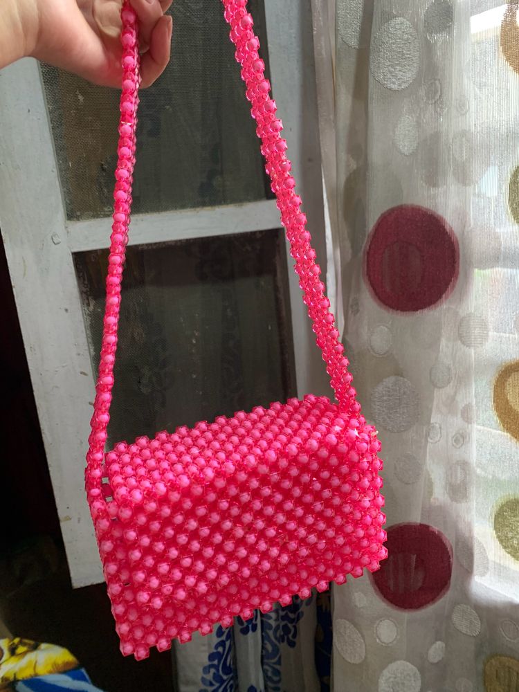 Barbie Inpired Pink Beaded Bag