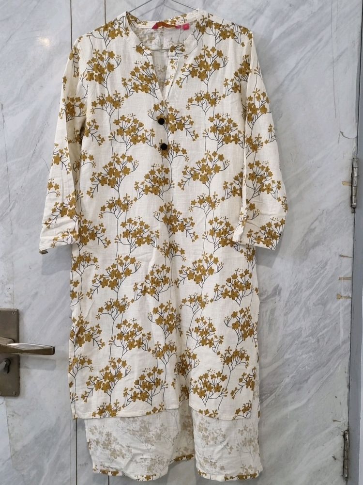 Off White Floral Kurta