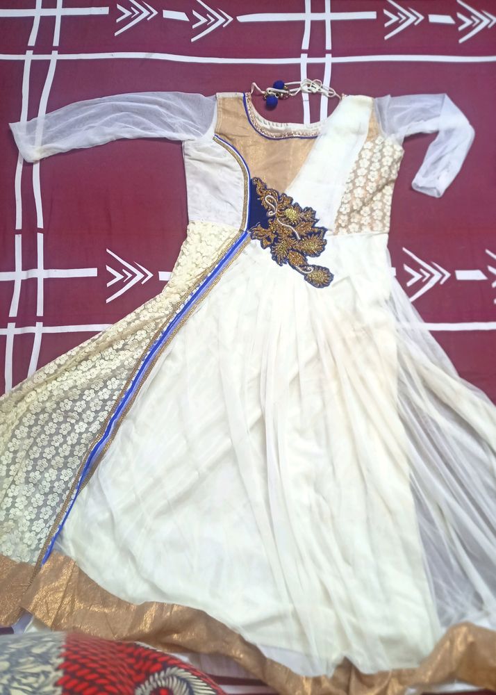 New White Stone Worked Anarkali Set L Size