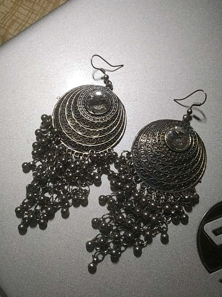 Heavy Earrings Black Metal