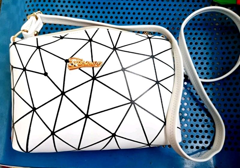 Women White Sling Bag