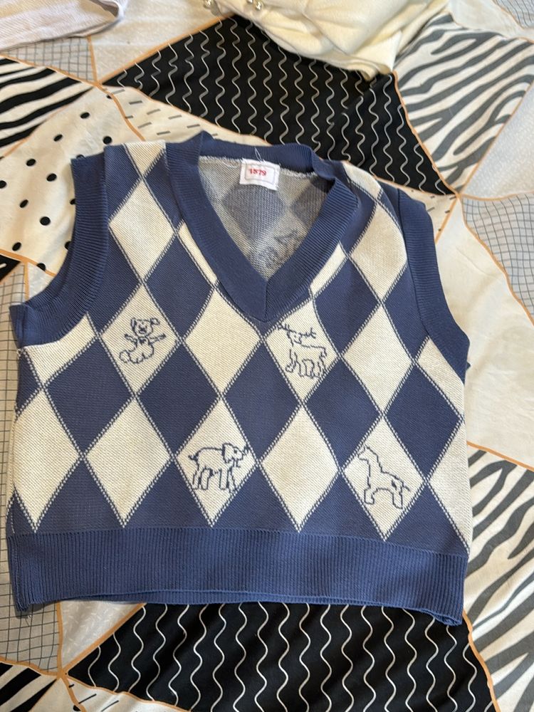 Cute Korean Vest Blue