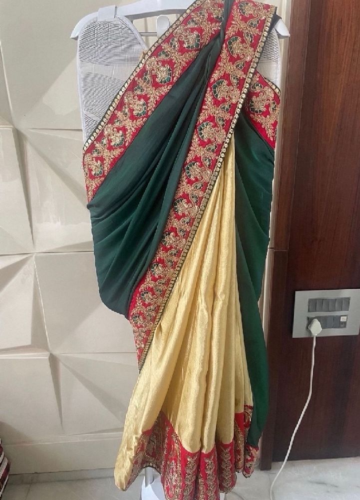 🥳Final Price🥳Green/beige Saree