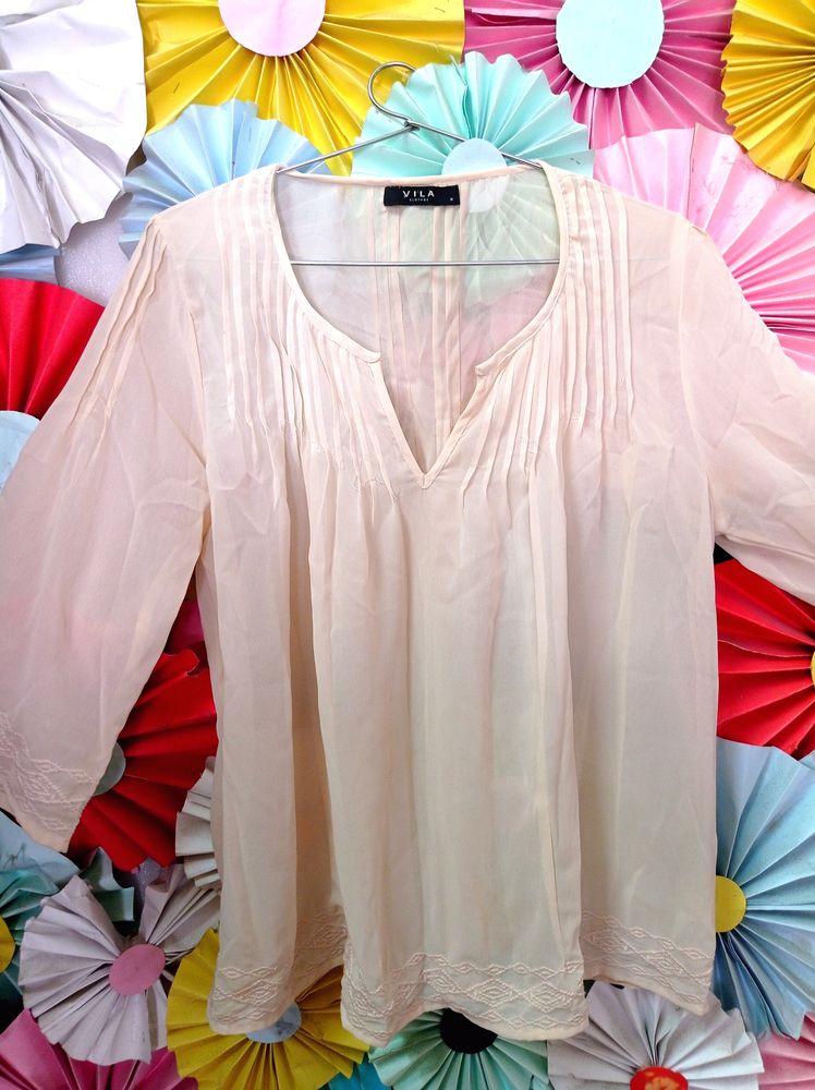 Baby Pink Shiffon Sheer Top