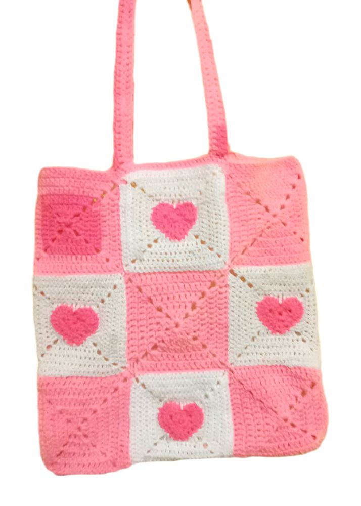 Pink Crochet Large Tote