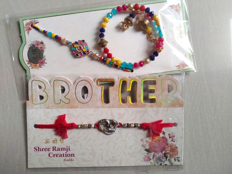 Rakhi for brother and Bhabhi Lumba set with multi