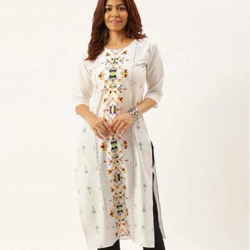 Stylist Women Multicolour Digital Printed Kurti