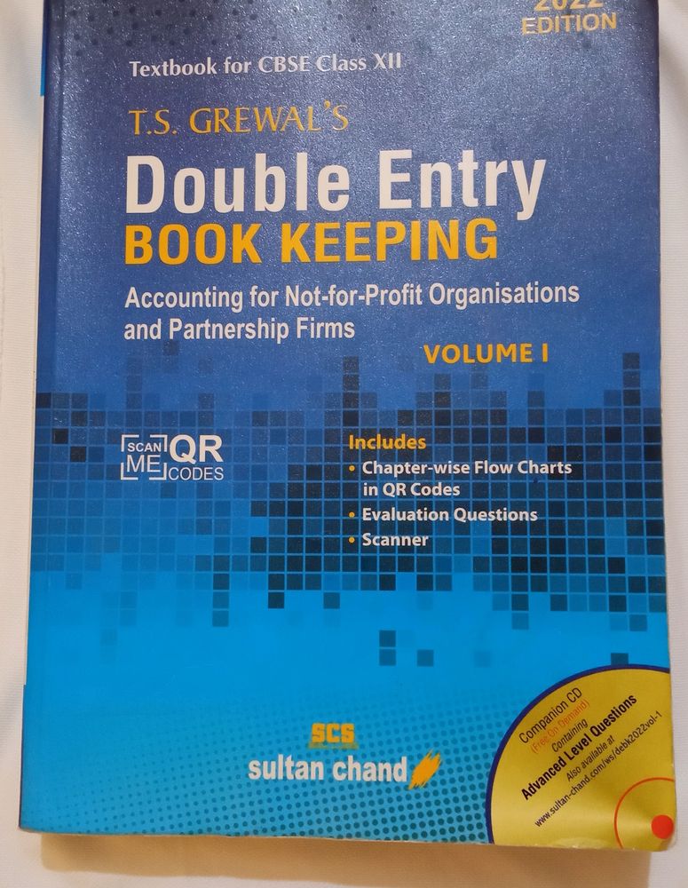 Textbook For Class 12 T.S. Grewal 'S Double Entry Book Keeping VOLUME 1