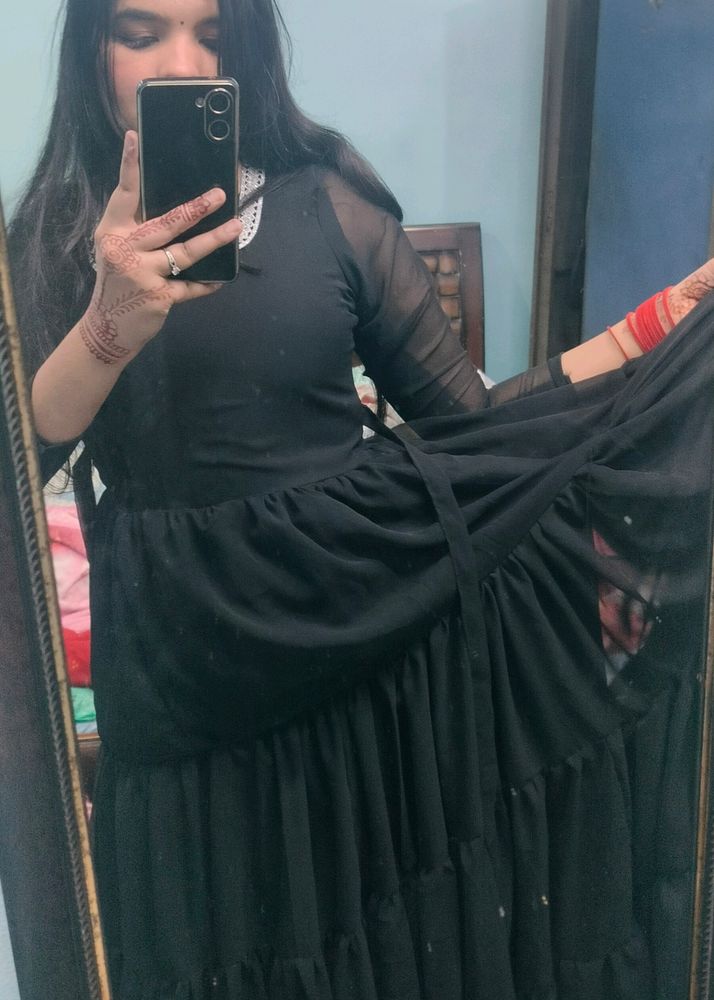 black anarkali 10 meter