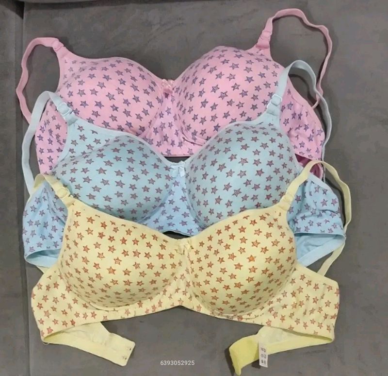 Lightly Padded Non Wired BRA 3pieces