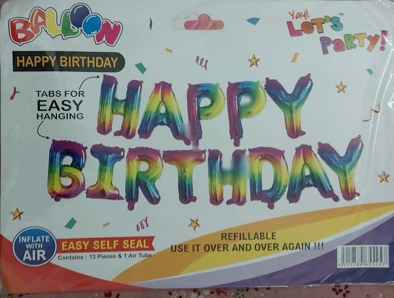 Rainbow Multi Colour Birthday Foil Balloon Set