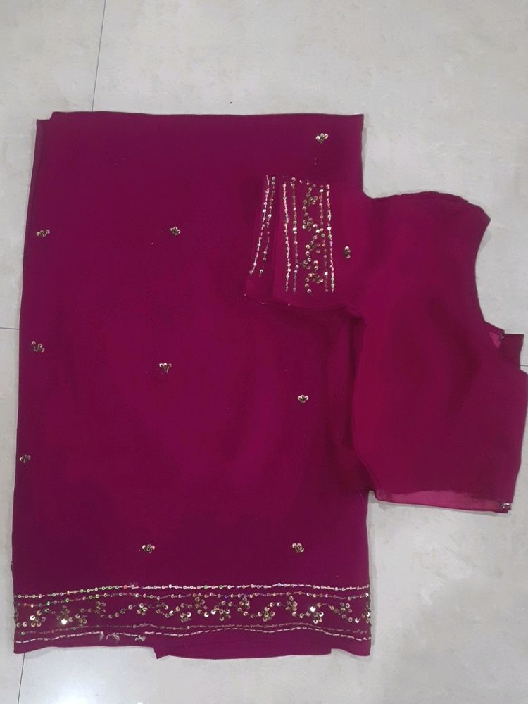 Ambroider Saree With Blouse. Only 1time Used.