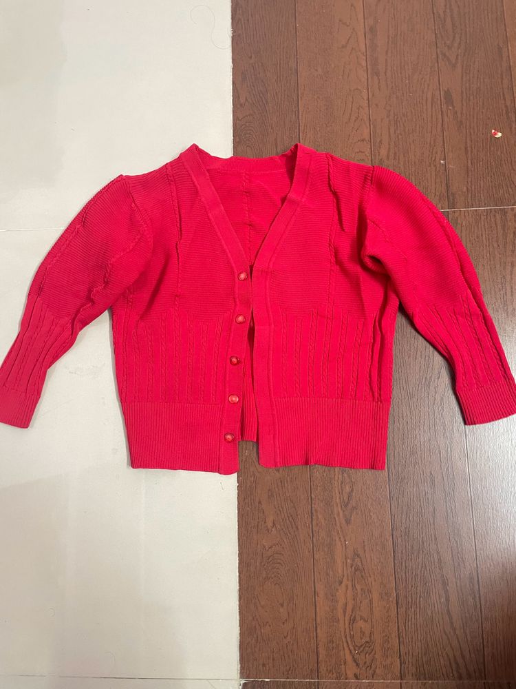 Pretty Red Color Cardigan/jacket