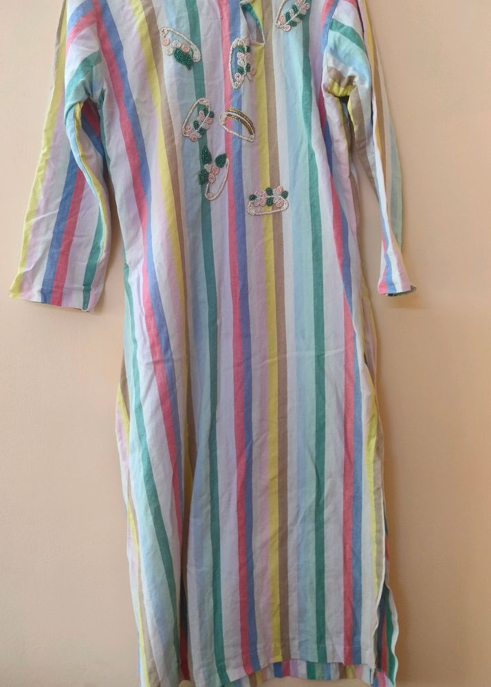 A Multi Coloured Strips Kurta