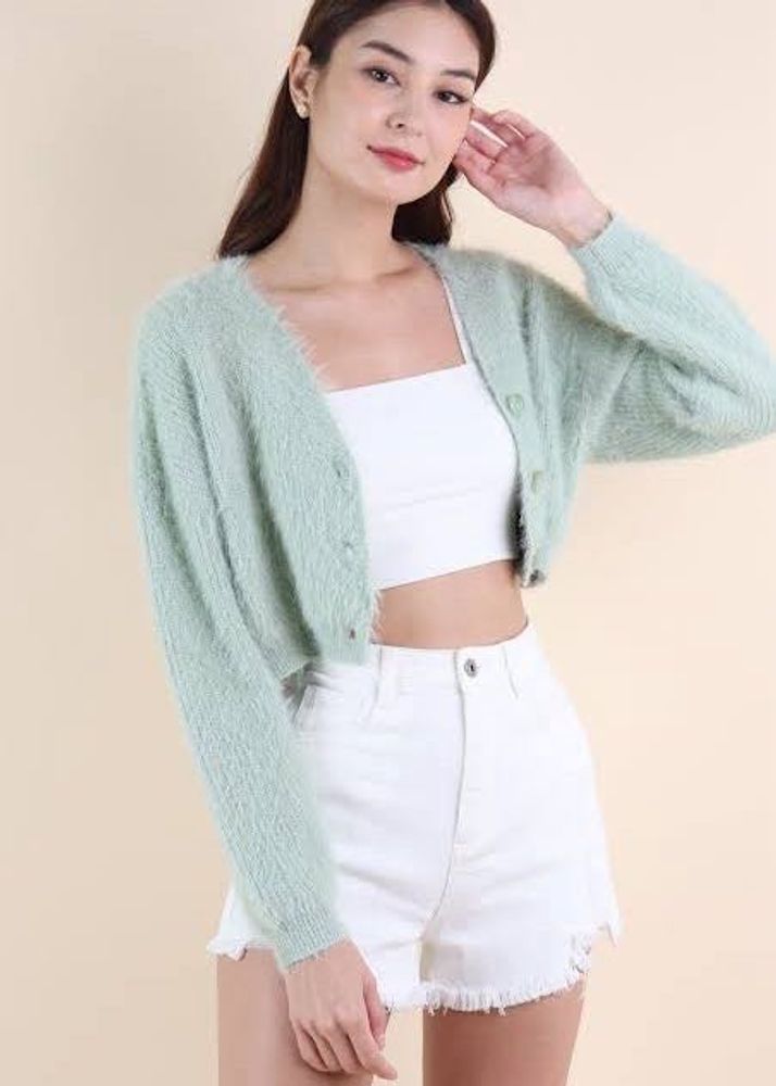 Korean Furry Crop Cardigan