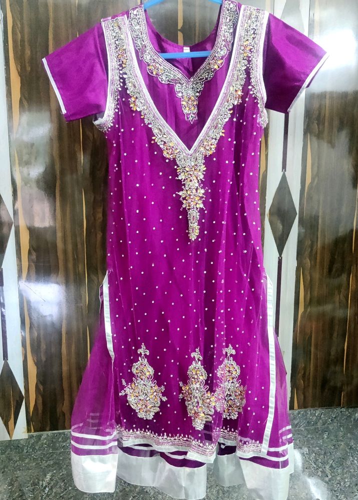 Heavy Work Purple Anarkali Kurta Set