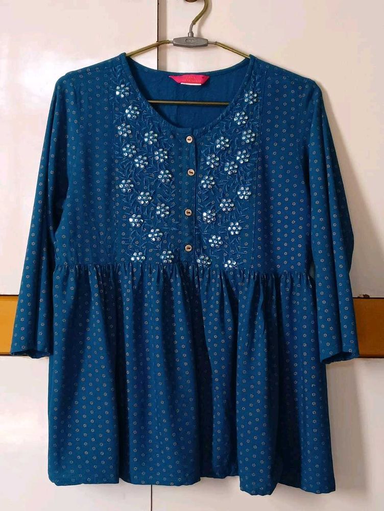 Blue Babydoll Short Kurti