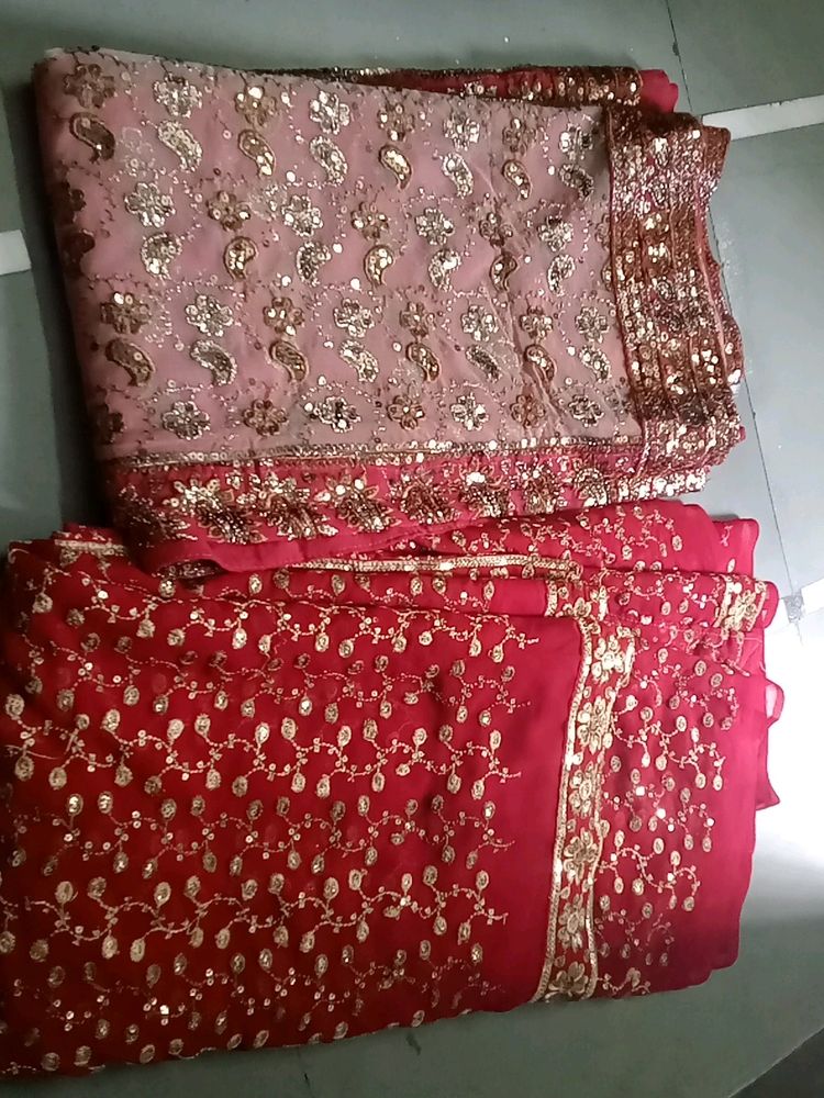 2 Heavy Red Designer Sarees