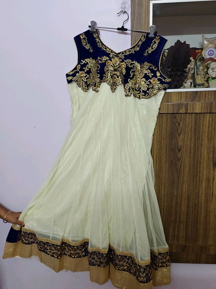 Cream Anarkali Kurta Set