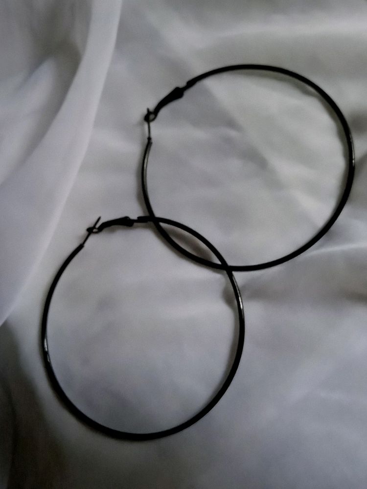 Black Circular Hoop Earrings